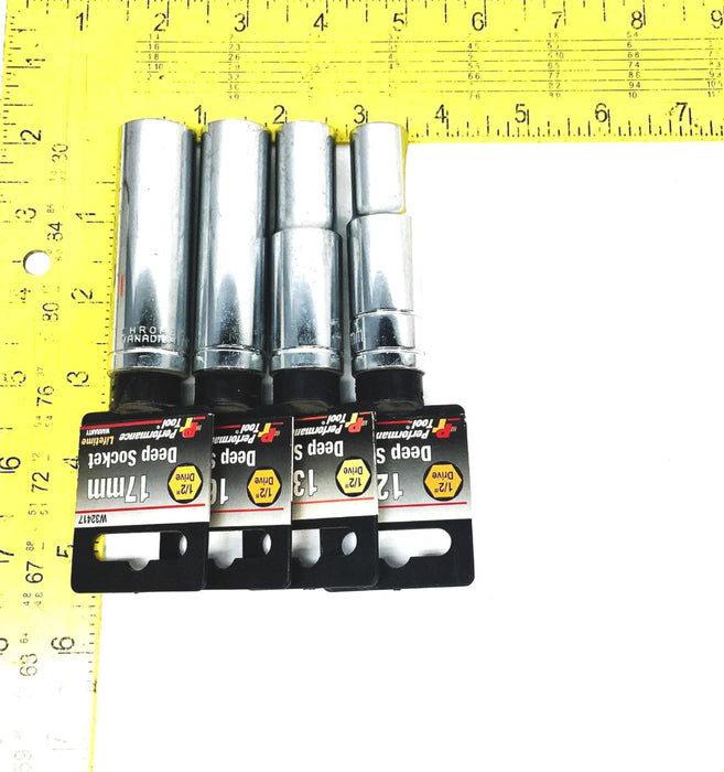PT 4 Piece 1/2IN Drive Deep Socket Set W32412 W32413 W32416 W32417 NOS