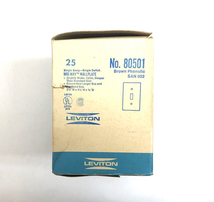 Leviton Single Gang Single Switch Brown Wallplate 80501 [Lot of 25] NOS