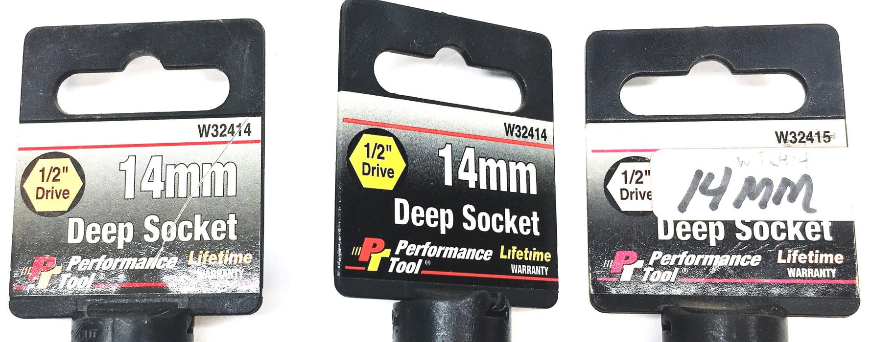 Performance Tools 3 Piece 1/2 Inch Drive Deep Socket Set 14mm W32414 W32415 NOS