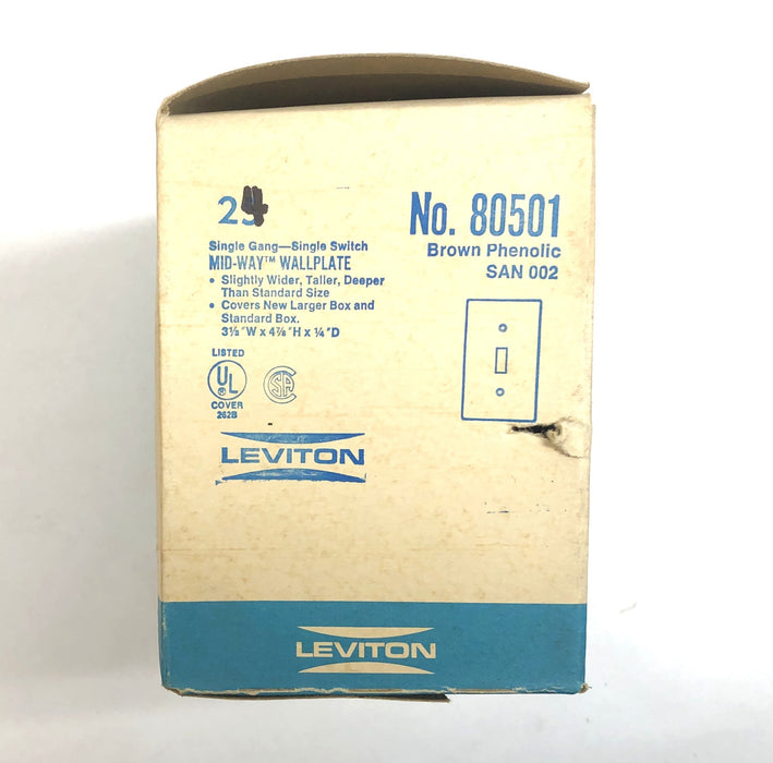 Leviton Single Gang Single Switch Brown Wallplate 80501 [Lot of 24] NOS