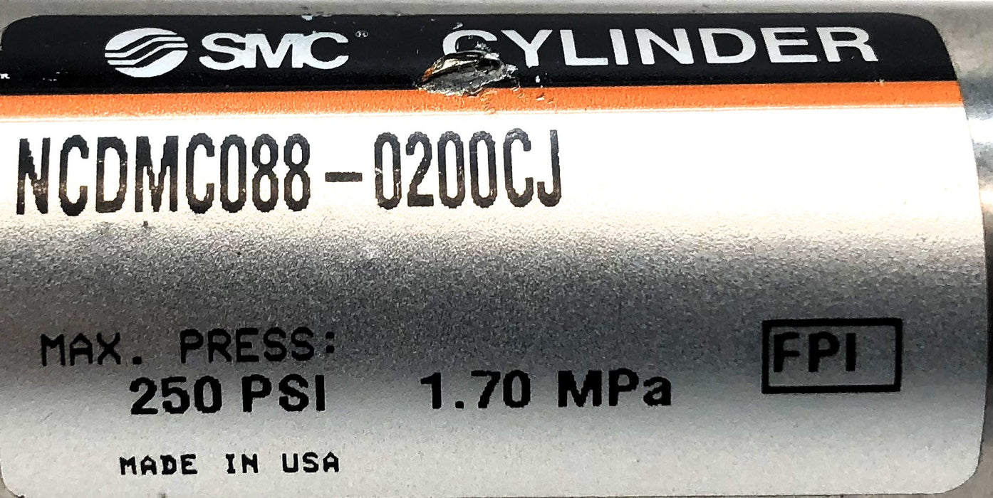 SMC 250 PSI Pmax Pneumatic Cylinder NCDMC088-0200CJ USED