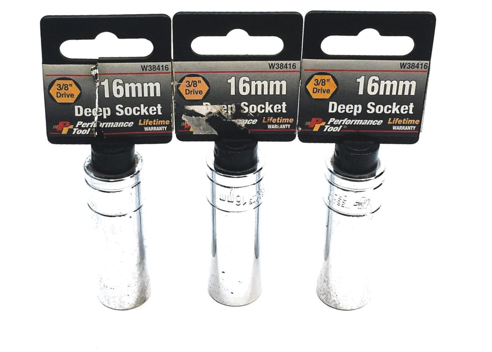 Performance Tools 3/8 Inch Drive 16mm Deep Socket W38416 [Lot of 3] NOS
