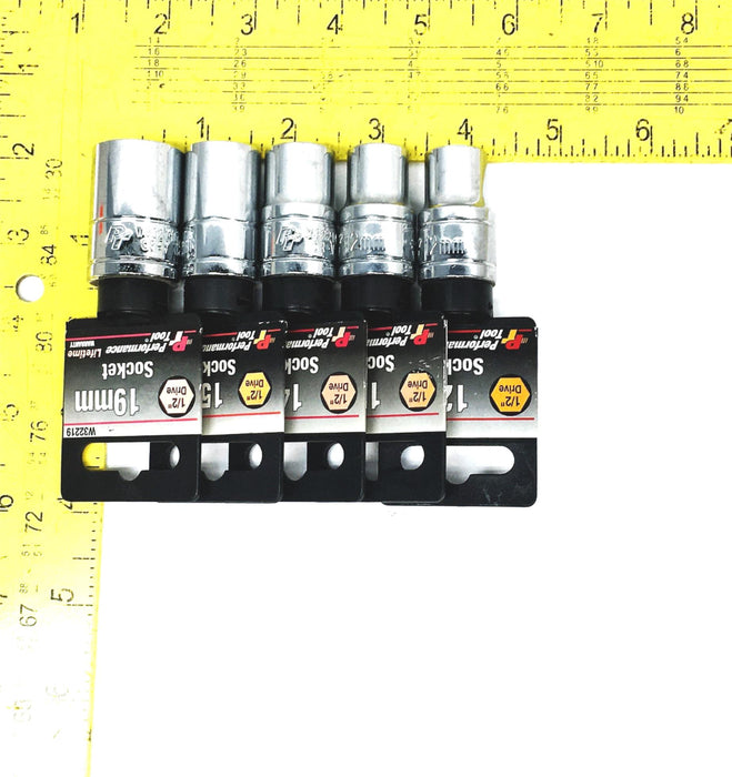 Performance Tools 5 Piece 1/2IN Drive Socket Set W32212 W32214 W32215 W32219 NOS
