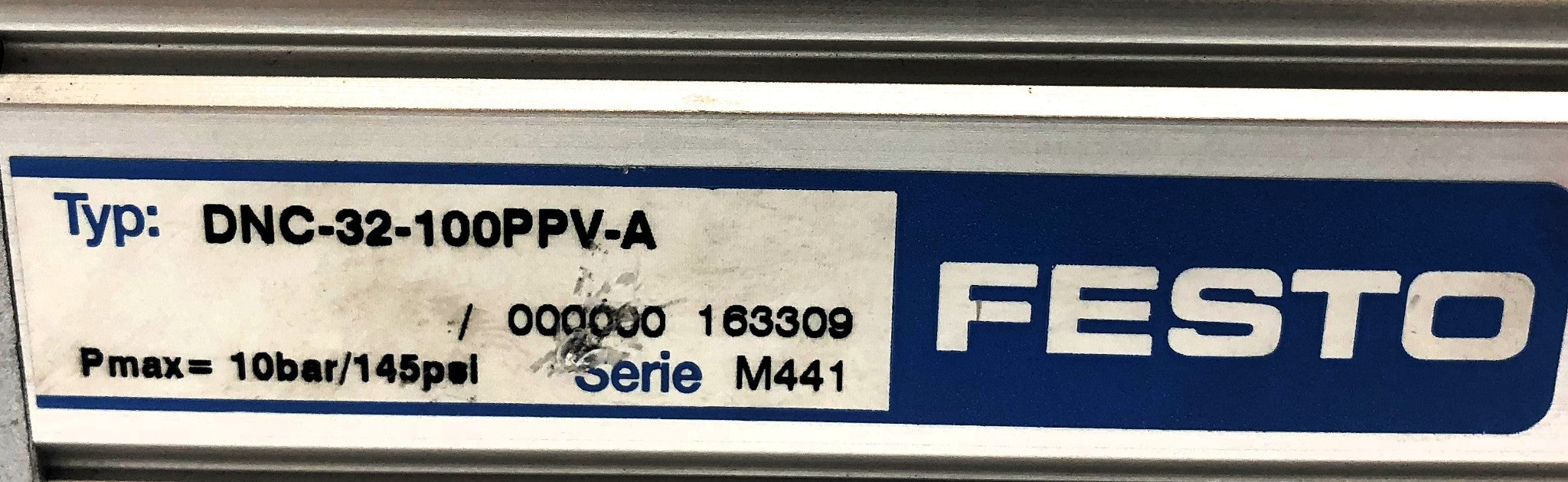Festo 10 Bar / 145 PSI Pmax Pneumatic Cylinder DNC-32-100-PPV-A (163309) NOS