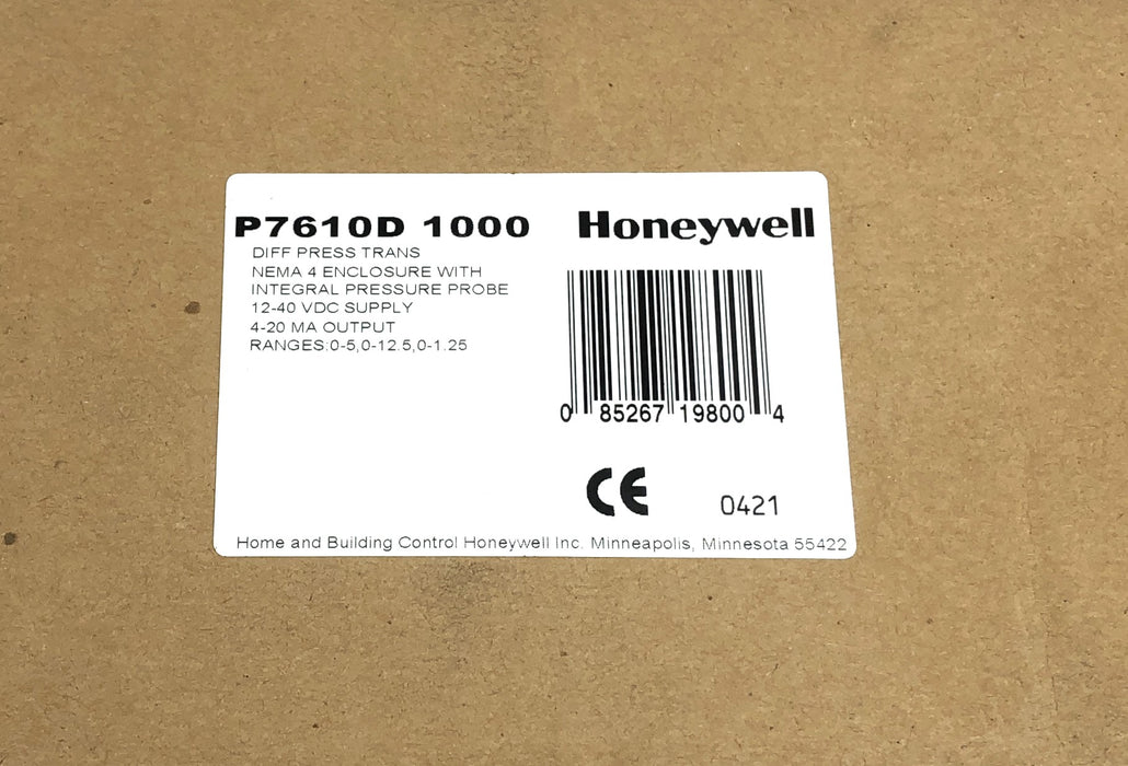 Honeywell Differential Pressure Sensor Transducer P7610D1000 (P7610D) NOS