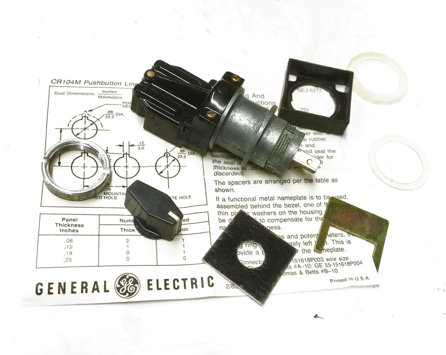 General Electric GE 2-Position Maintained Selector Switch CR104MB12202 NOS