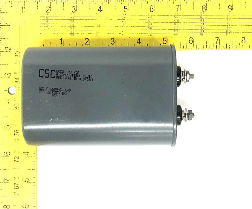 Raymond 220WF/250VDC Peak Capacitor 1-042/004 (725P227K25D51PX/9526) NOS