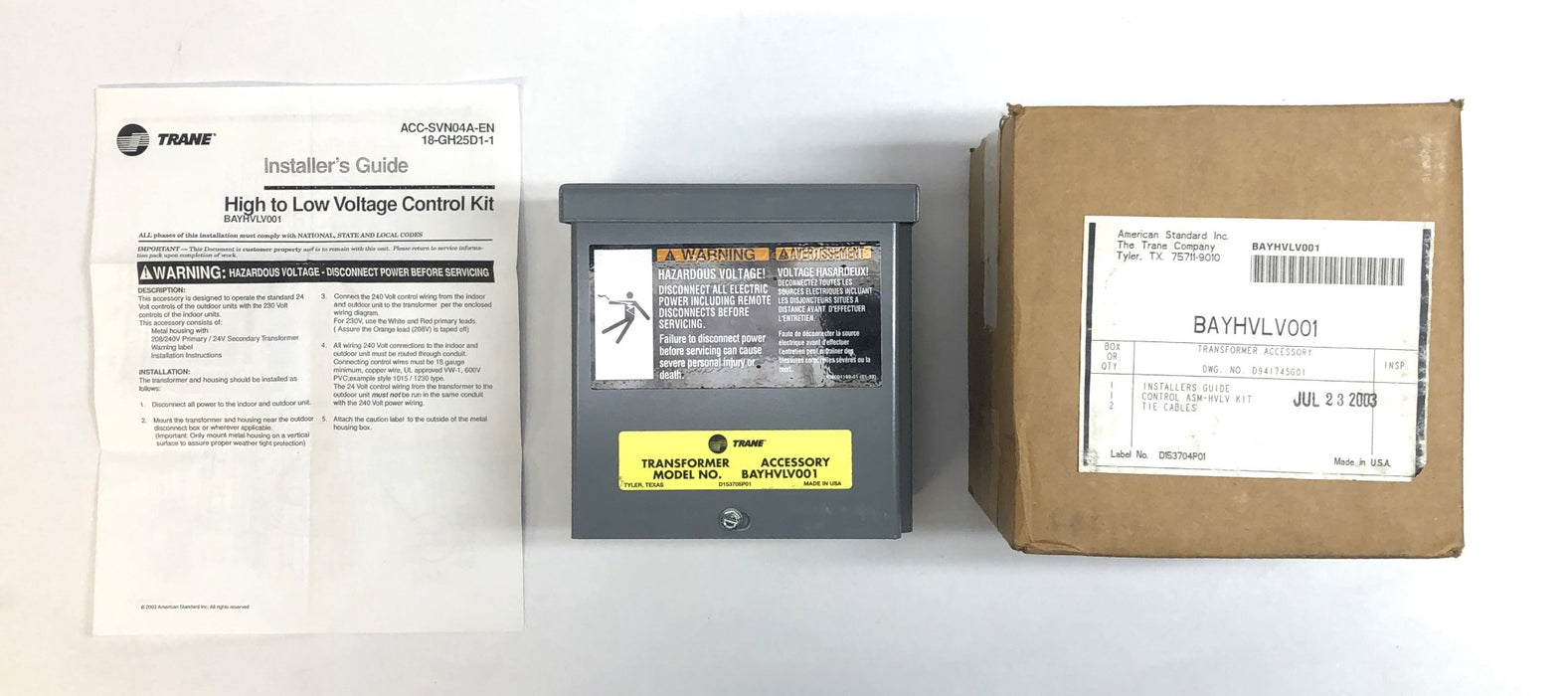 Trane Ingersoll Rand Transformer Control Enclosure ASM-HVLV Kit BAYHVLV001 NOS