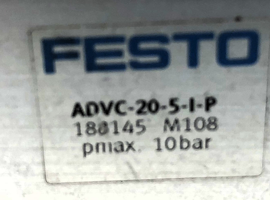 Festo Short-Stroke 10 Bar Pmax Pneumatic Cylinder ADVC-20-5-I-P (182145) NOS