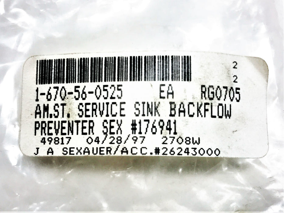 Sexauer Service Sink Backflow Preventer 176941 NOS