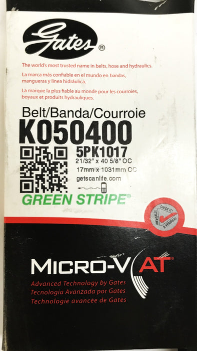 Gates 21/32" x 40-5/8" Micro-V Drive Belt K050400 [Lot of 2] NOS
