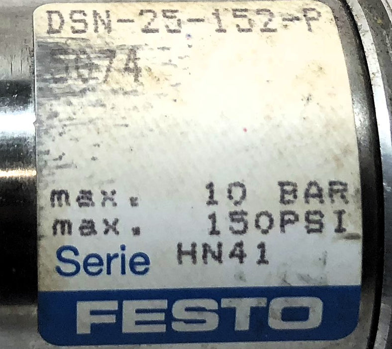 Festo 10 Bar / 150 PSI Max Pneumatic Cylinder DSN-25-152-P NOS