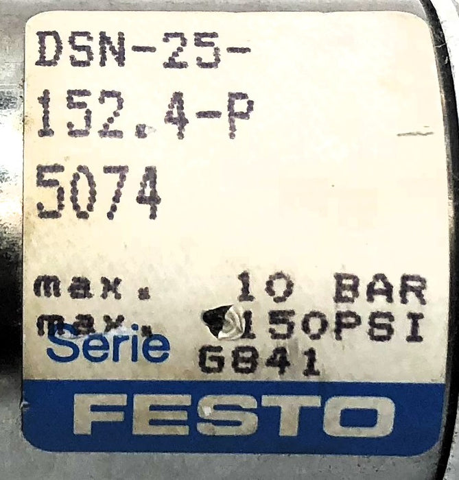 Festo 10 Bar / 150 PSI Max Pneumatic Cylinder DSN-25-152.4-P NOS