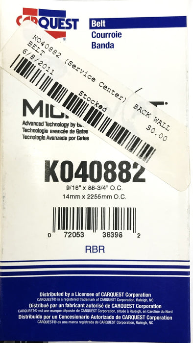 Car Quest/Gates 9/16" x 88-3/4" Micro-V Drive Belt K040882 [Lot of 2] NOS