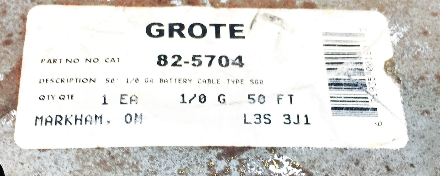 Grote 48 Foot Black Battery Cable 82-5704 NOS