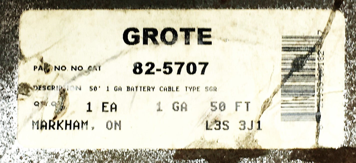 Grote 48 Foot Black Battery Cable 82-5707 NOS
