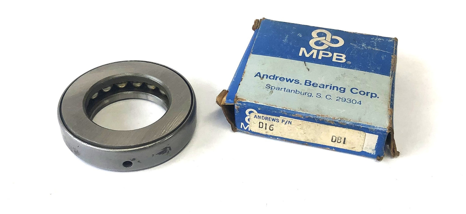 MPB Andrew's Co Thrust Ball Bearing D-16 (D-81) NOS