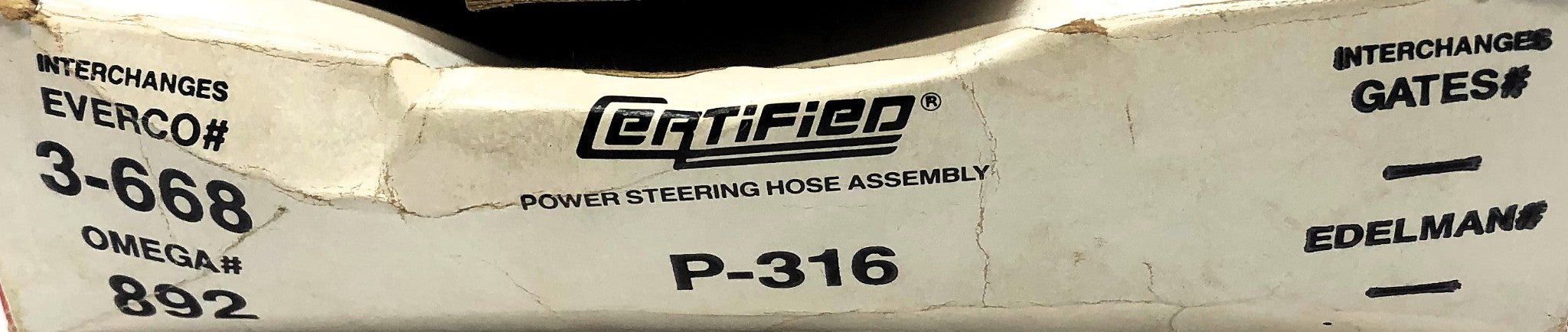 Certified Power Steering Hose Assembly P-316 NOS