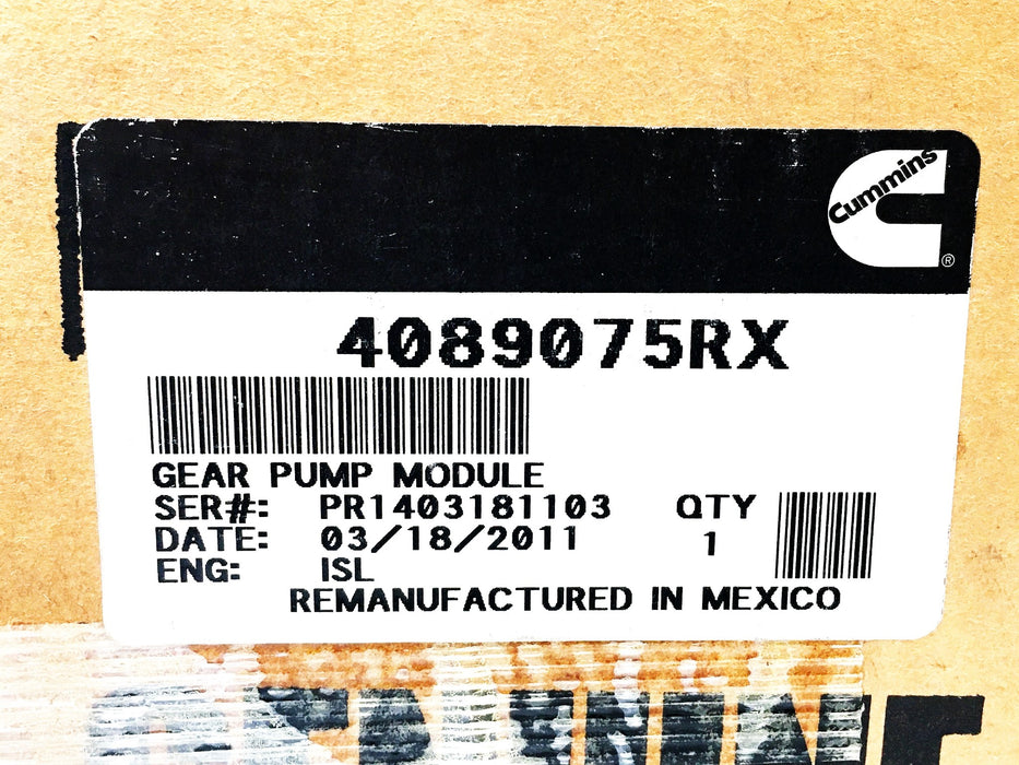 Cummins Gear Pump Module 4089075RX NOS