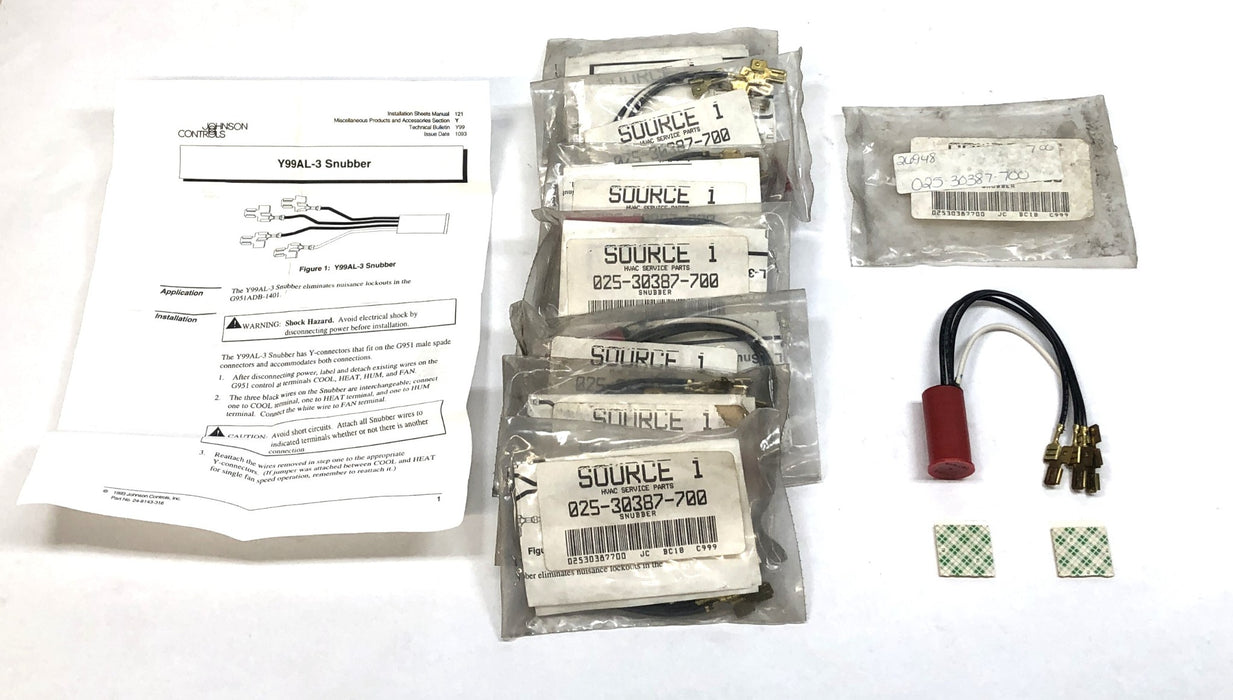 Johnson Controls Y-Connector Snubber With Caplugs Y99AL-3 [Lot of 8] NOS