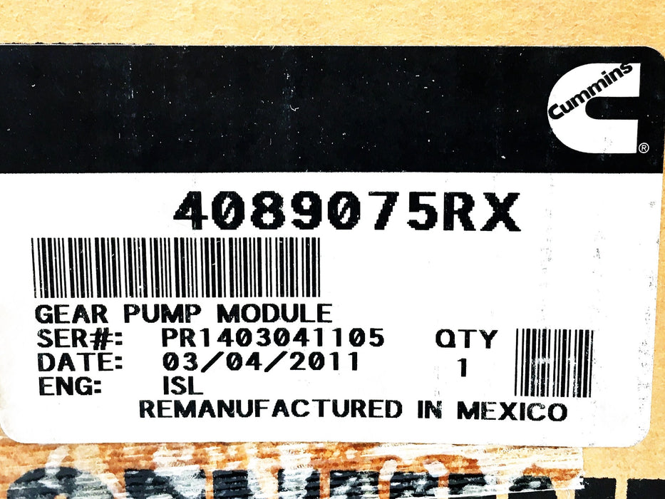 Cummins Gear Pump Module 4089075RX USED