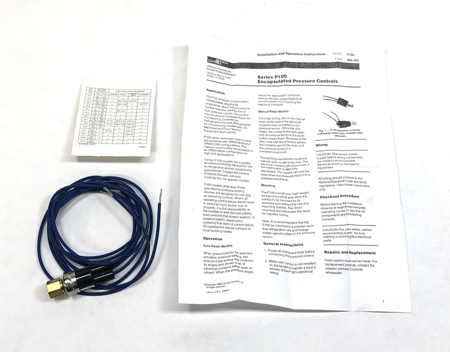 Johnson Controls Encapsulated Single Pressure Control P100AP-201C NOS