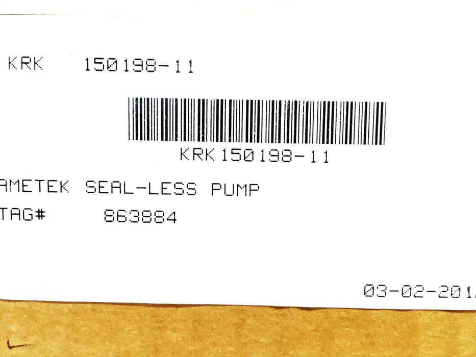 Ametek Rotron Seal-less Pump 150198-11 USED