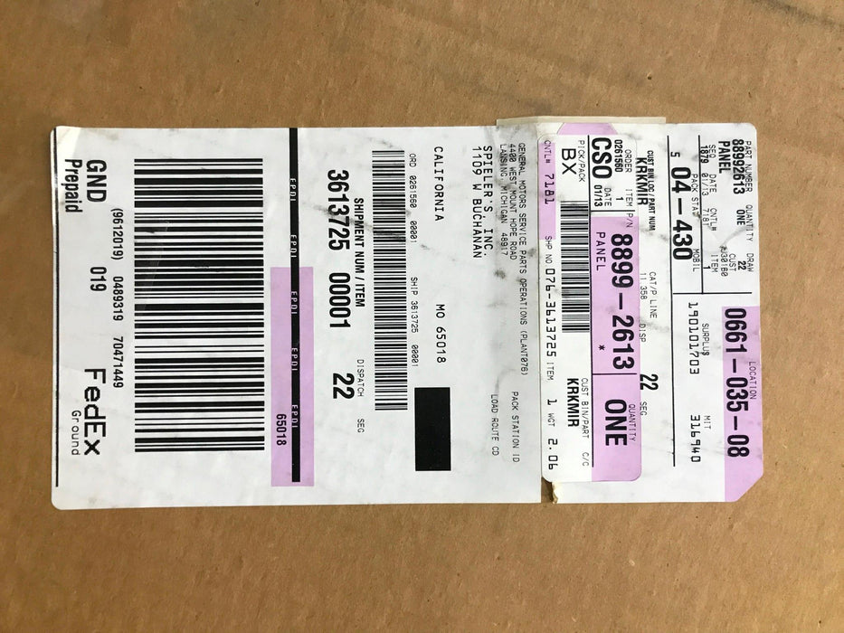GM OEM Driver Seat Back Panel 88992613 NOS