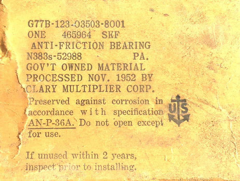 SKF HC Vintage Self Aligning Double Row Ball Bearing 465964 (NO 7) NOS