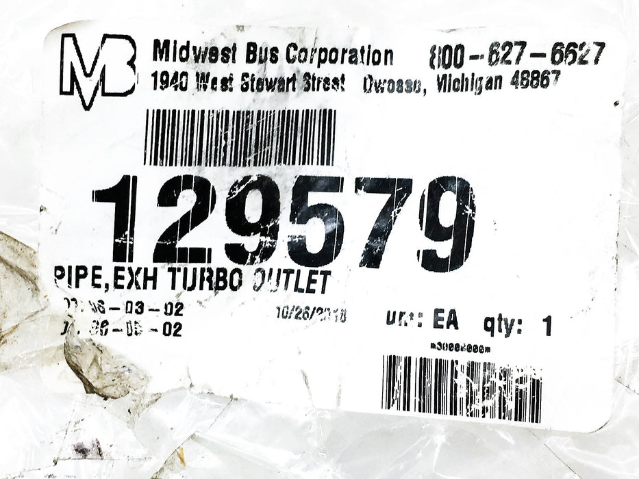 Midwest Bus CO Exhaust Turbo Outlet Pipe 129579 (01-45866-000H) NOS