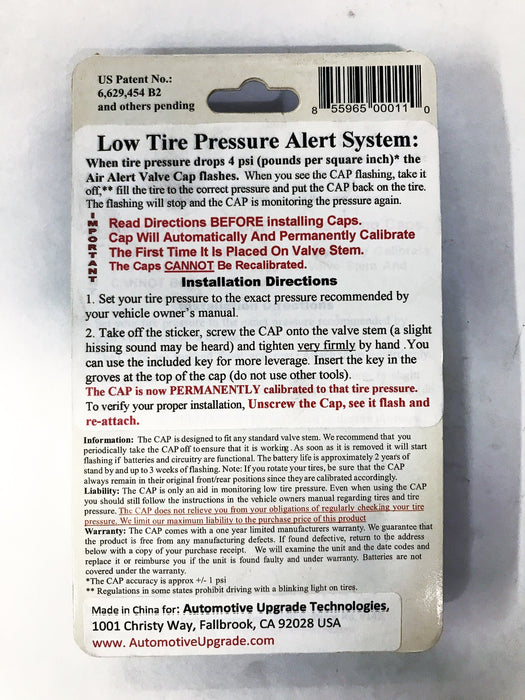 Air Alert Tire Pressure Valve Caps, Package of 4, {Lot of 4] NOS