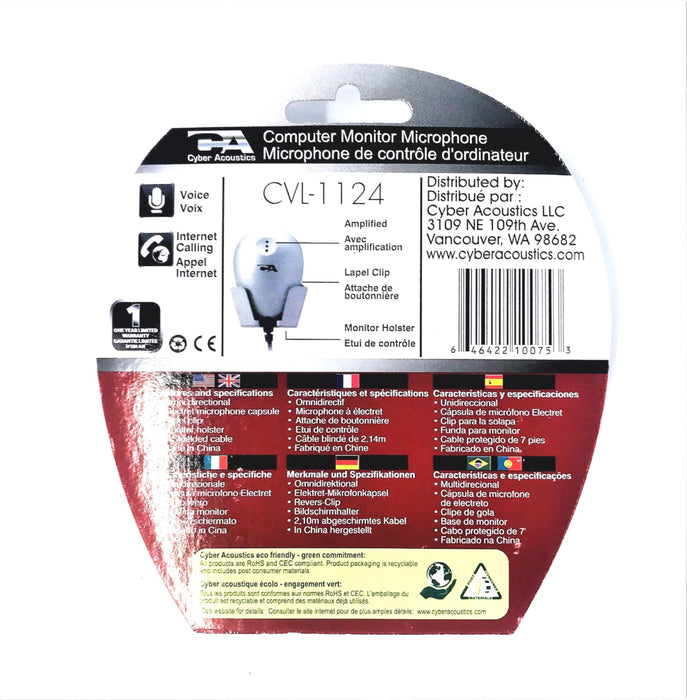 CYBER ACOUSTICS COMPUTER MONITOR MICROPHONE CVL-1124 [LOT OF 6] NOS