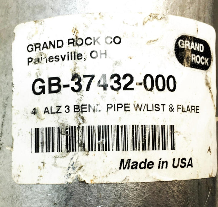 Grand Rock CO 4 Inch ALZ 3 Bend Pipe With Flare GB-37432-000 (01-45866-000H) NOS