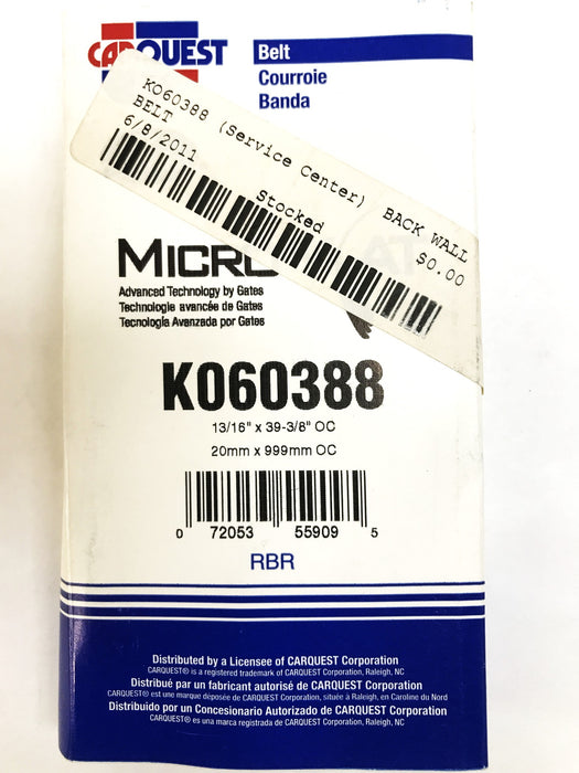 Car Quest/Gates 13/16" x 39-3/8" Micro-V Drive Belt K060388 [Lot of 2] NOS