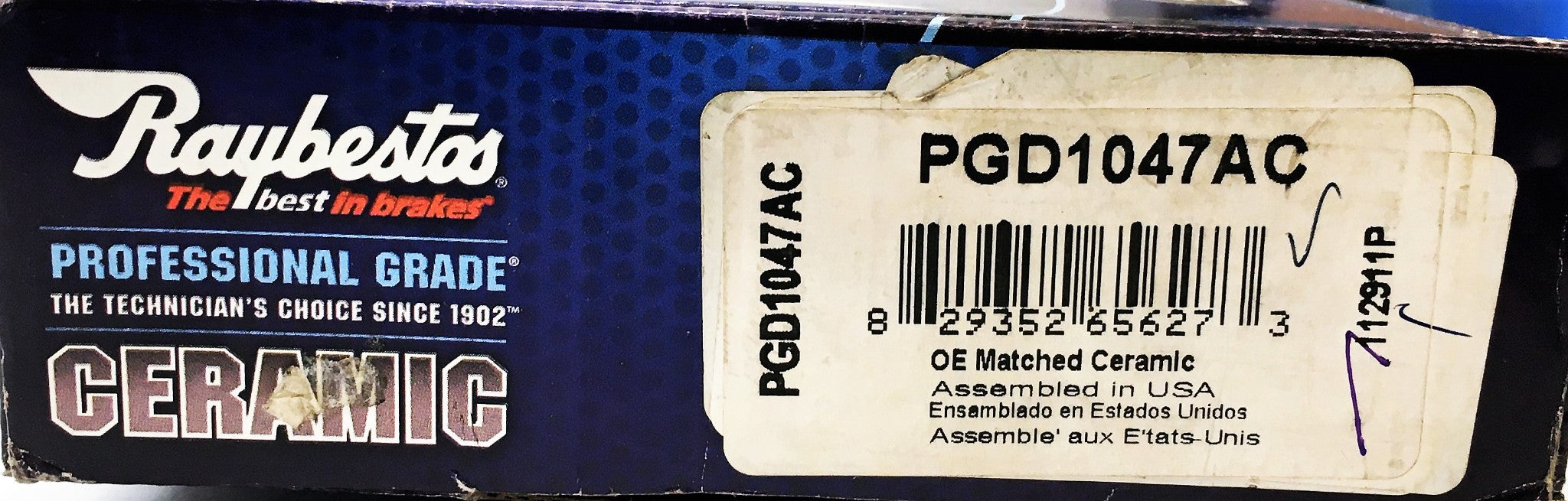 Raybestos Professional Grade Ceramic Brake Pad Set PGD1047AC NOS