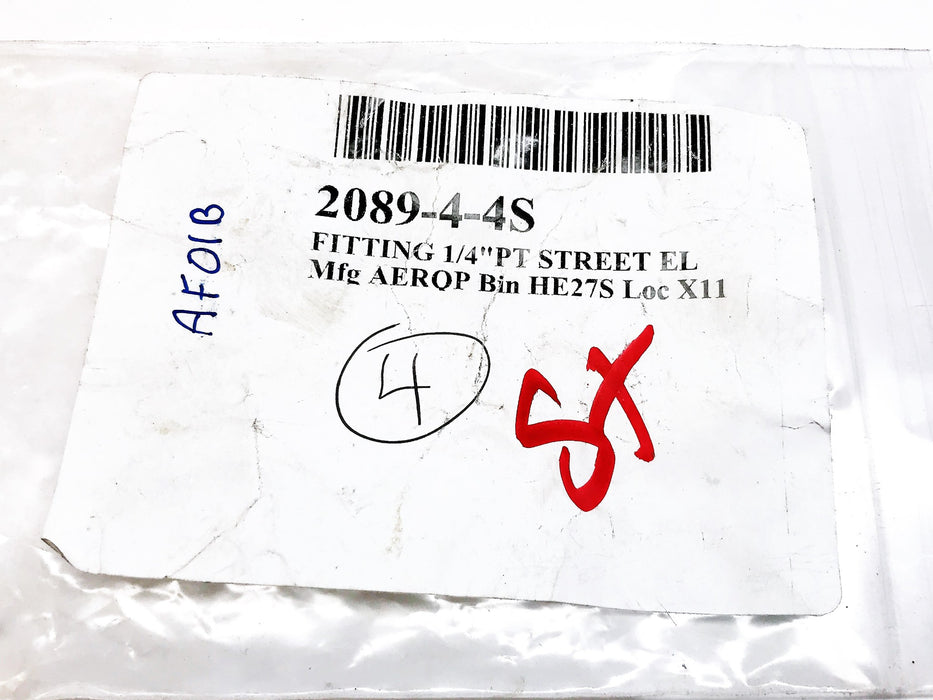 Eaton 1/4 Male x 1/4 Female 90 Degree Elbow Fitting 2089-4-4S [Lot of 4] NOS