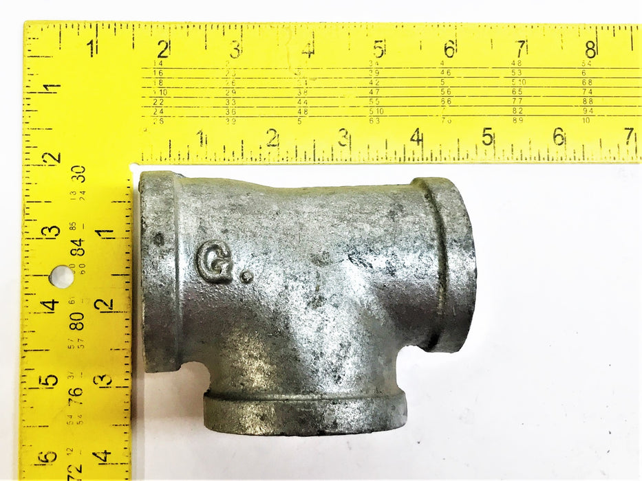 Unbranded Galvanized 1-1/2" x 1-3/4" x 1-3/4" Tee Coupling [Lot of 2] NOS