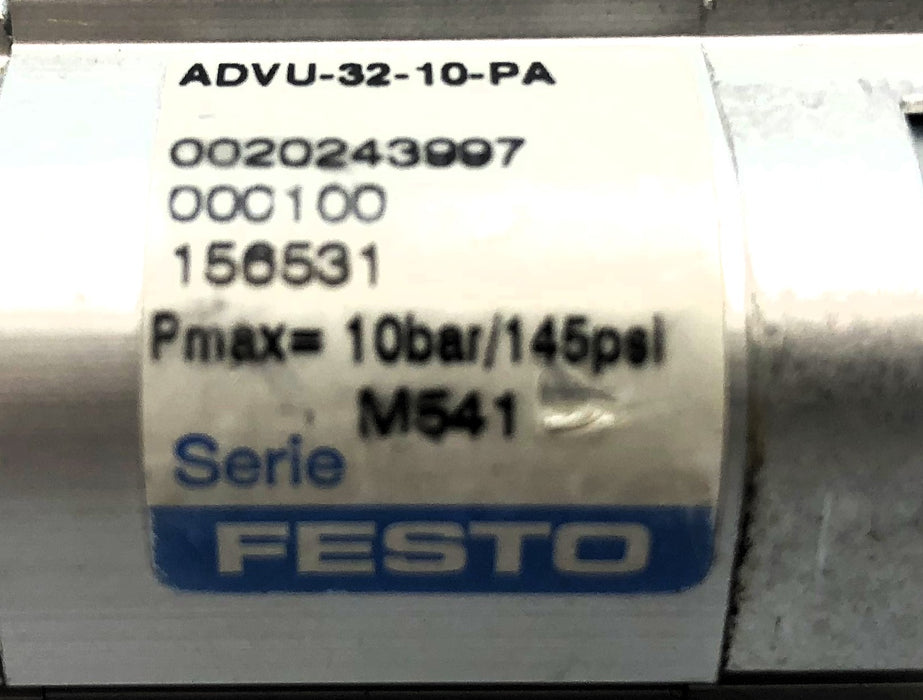 Festo 10 Bar Pmax Compact Pneumatic Cylinder ADVU-32-10-P-A (156531) NOS