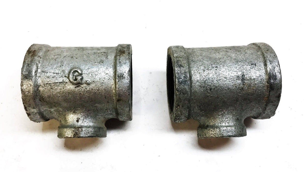 Unbranded Galvanized 1-3/4" x 7/8" x 1-3/4" Tee Coupling [Lot of 2] NOS