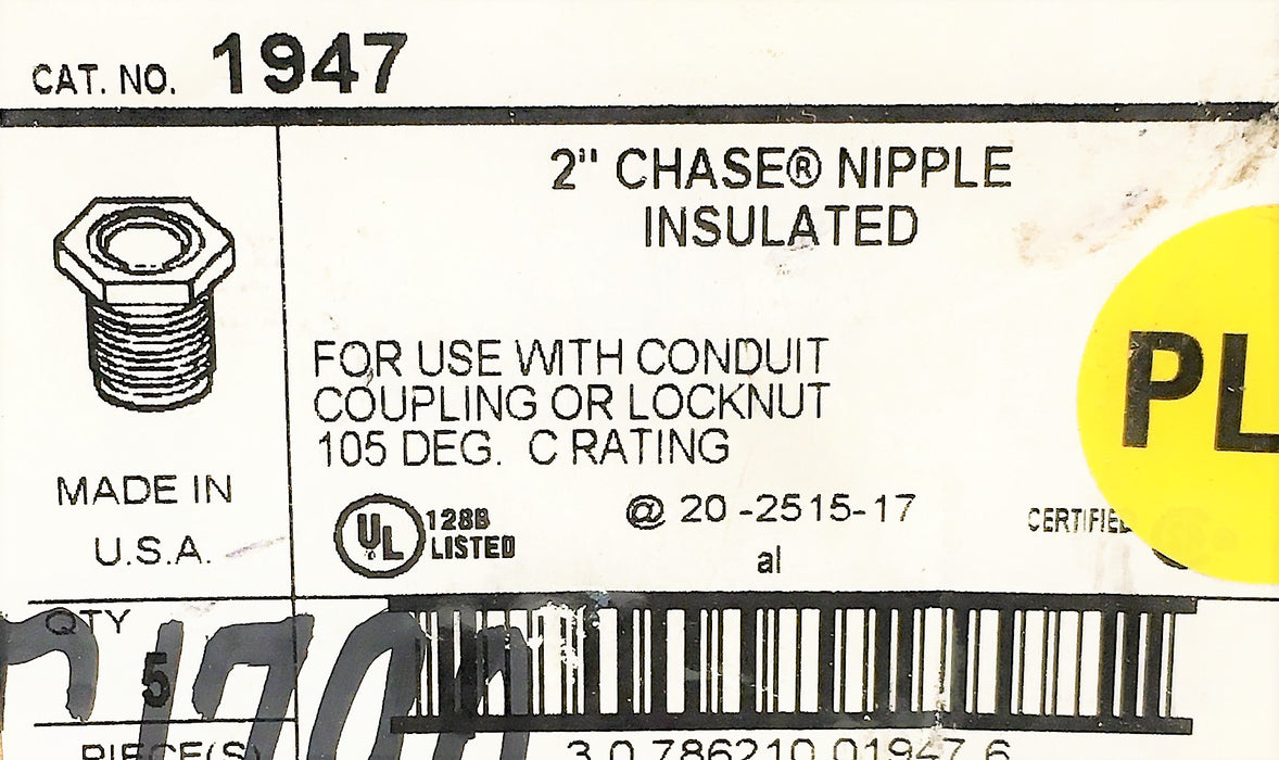T&B 2" Chase Nipple Insulated 1947 (5 Pack) NOS