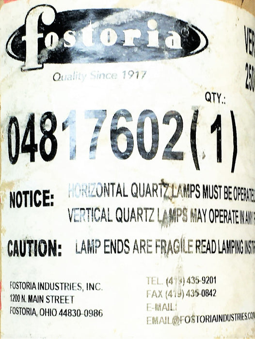 Fostoria Clear Quartz Lamp 04817602 NOS