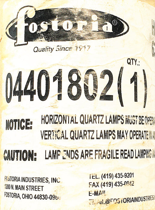 Fostoria Clear Quartz Lamp 04401802 NOS