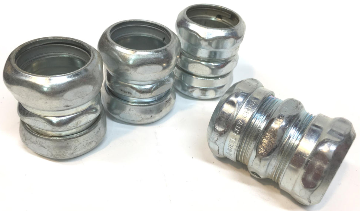 Steel City Compression Connector, Zinc Plated Steel, EMT Conduit, 1 [ LOT OF 4 ]