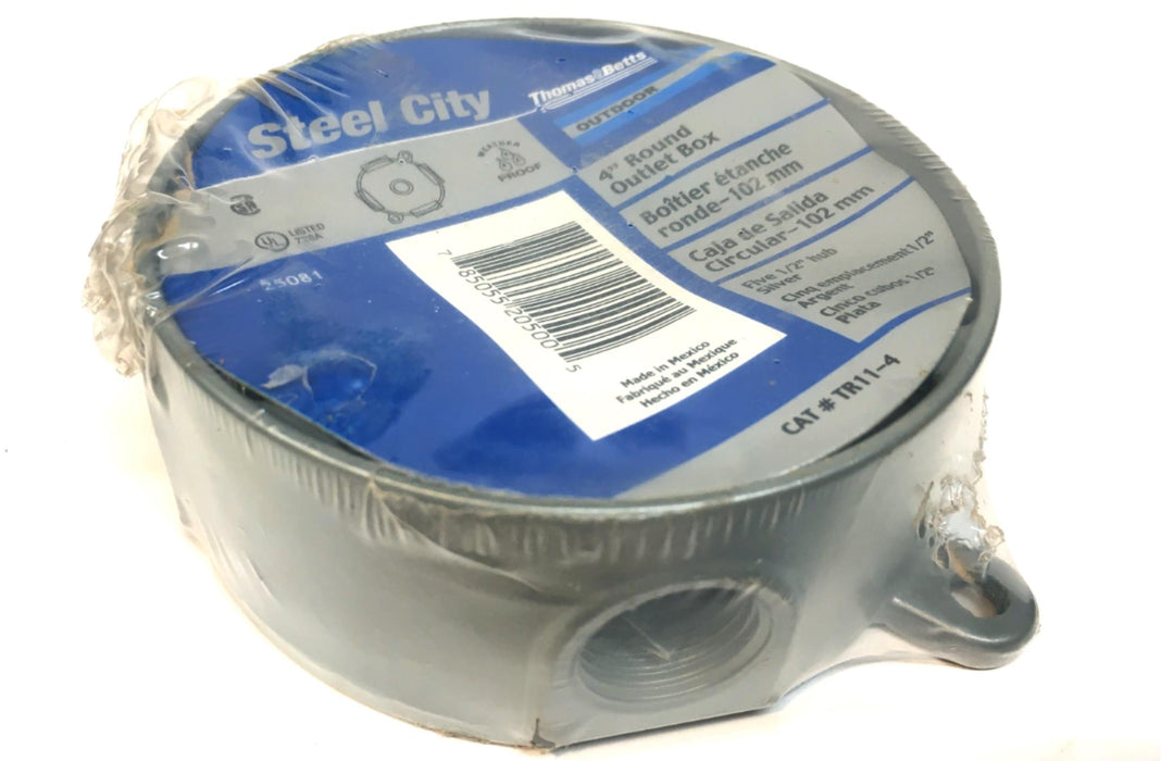 Thomas & Betts Steel City TR11-4 4" Outdoor Round Outlet Box 1/2" Hub SEALED NEW