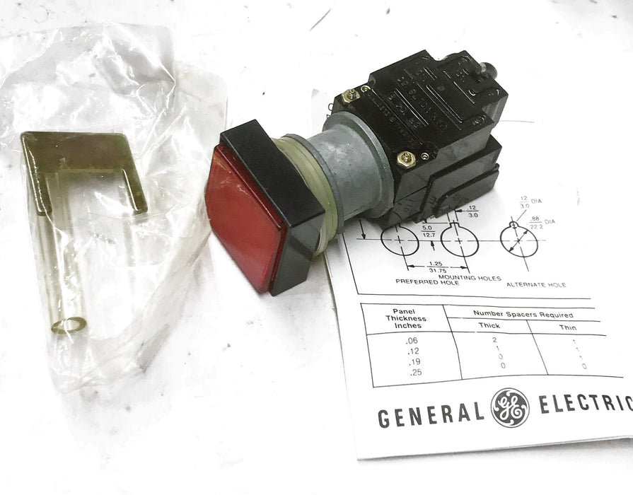 General Electric Red Push Button Switch CR104MD3322 NOS