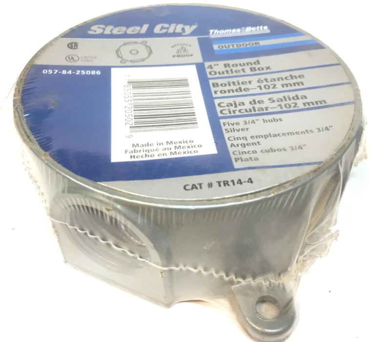 Thomas & Betts Steel City TR14-4 4" Outdoor Round Outlet Box 3/4" Hub SEALED NEW