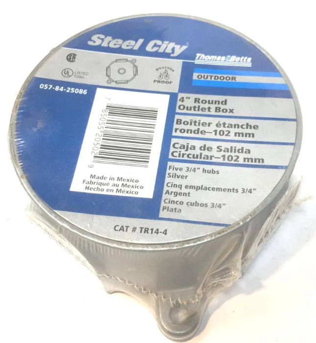 Thomas & Betts Steel City TR14-4 4" Outdoor Round Outlet Box 3/4" Hub SEALED NEW