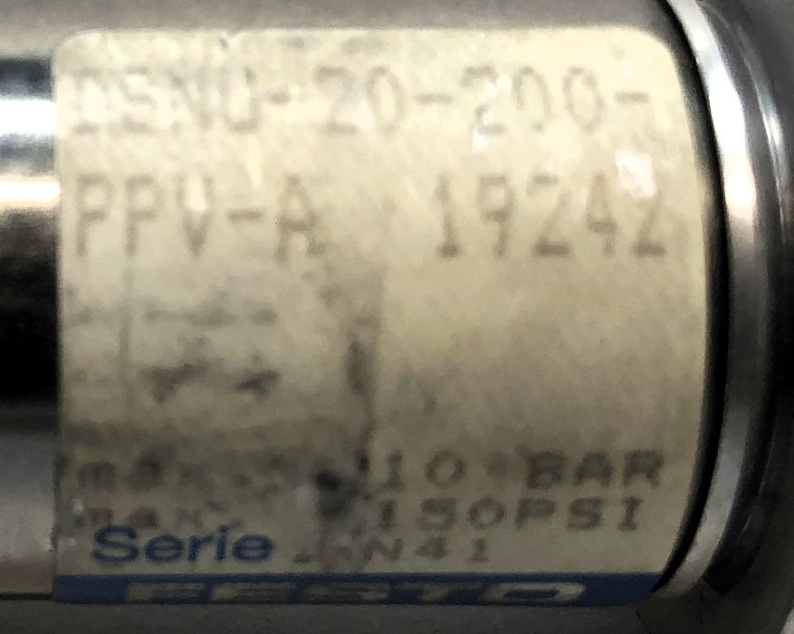 Festo 10 Bar / 150 PSI Max Pneumatic Cylinder DSNU-20-200-PPV-A (19242) NOS