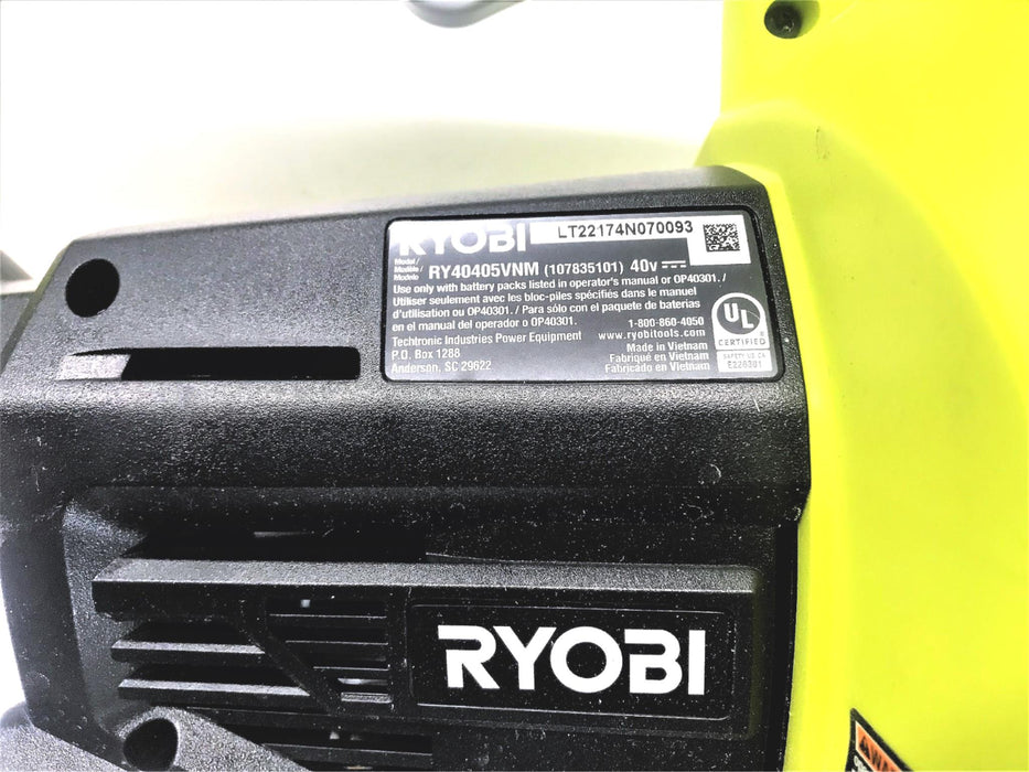 RYOBI 40V CORDLESS LEAF VACUUM/MULCHER RY40405VNM USED