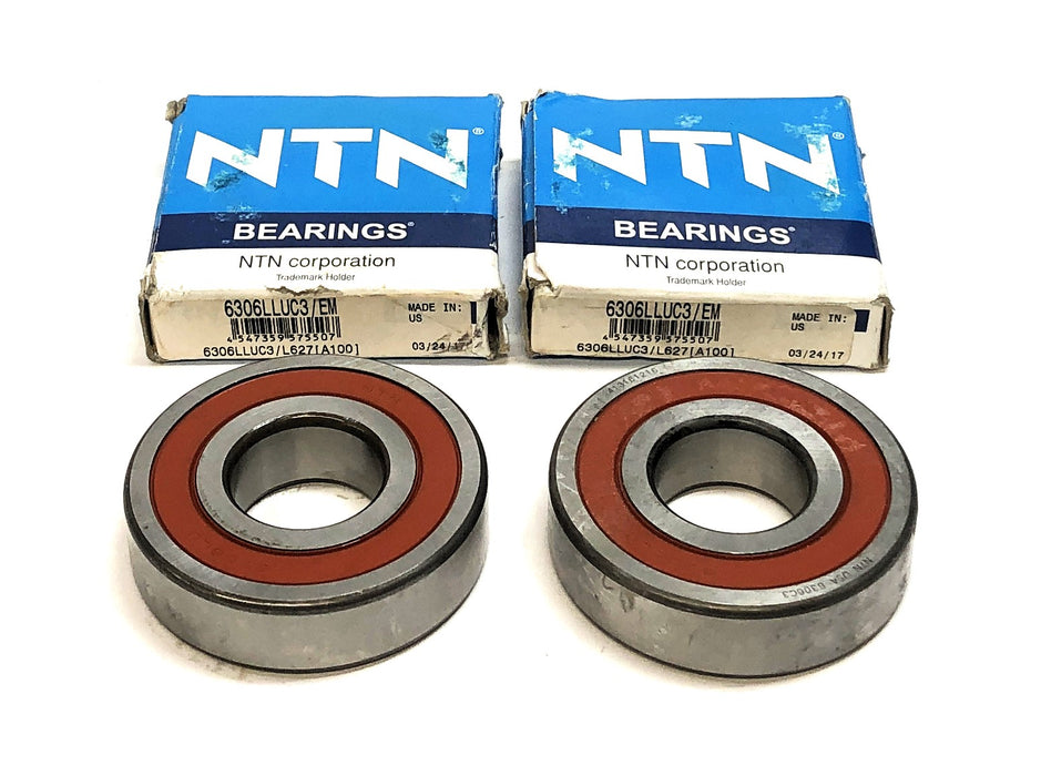 NTN Deep Groove Radial Ball Bearing 6306LLUC3/EM (6306LLUC3/L627) [Lot of 2] NOS